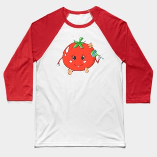 tomato funny cute cartoon fruit vegetable Baseball T-Shirt